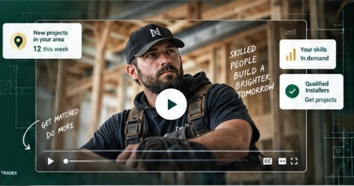 Installer at a timber-framed jobsite.